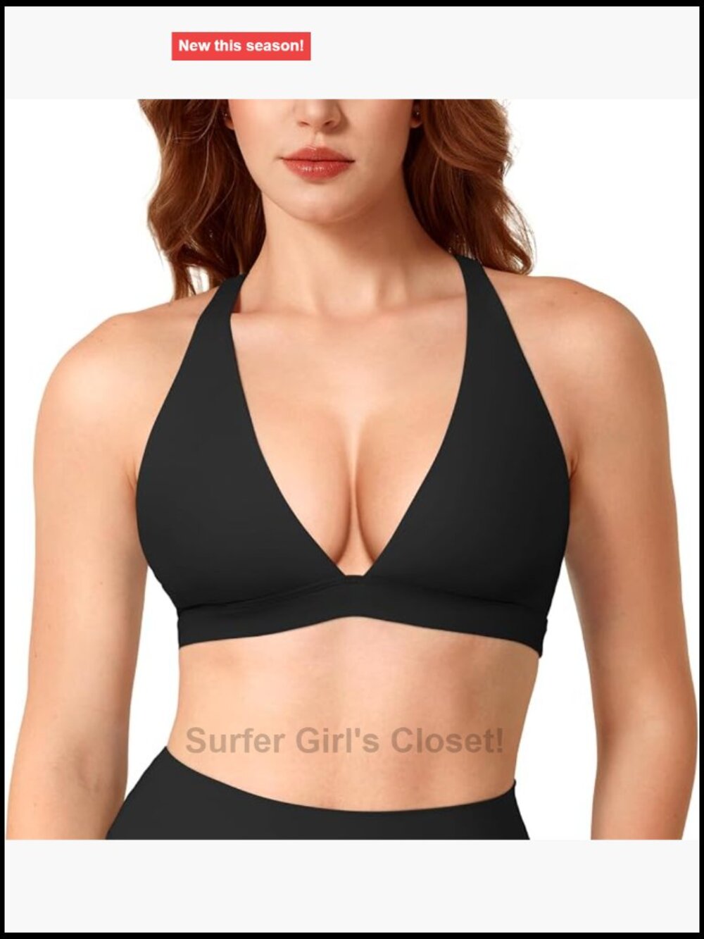 Deep V Neck Sports Bra with Removable Pads, Racerback, Nylon Spandex